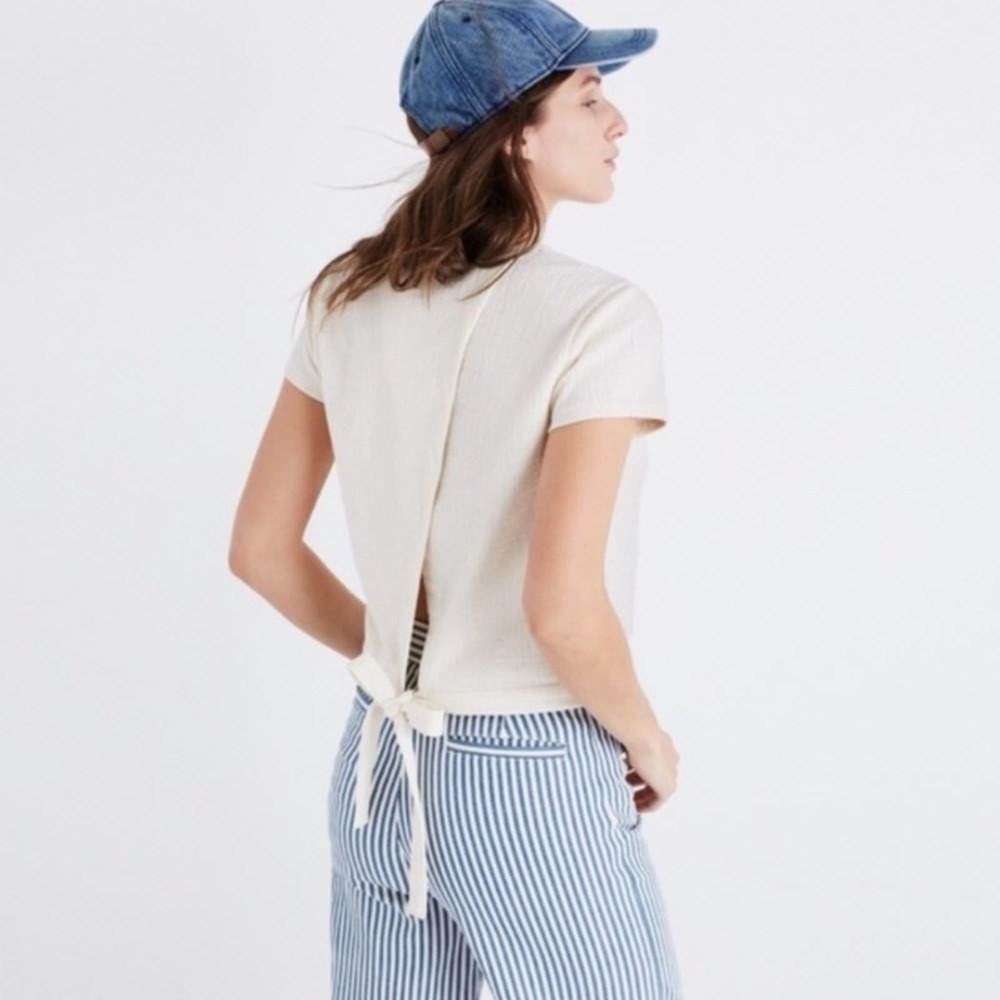 Madewell Verse Tie Back Tee Shirt Ivory S NWT